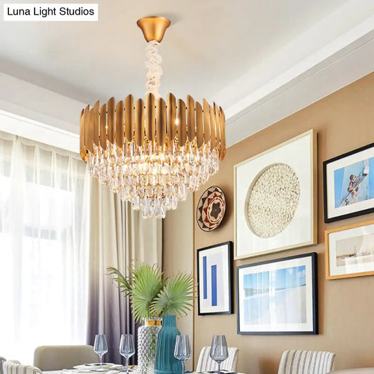 Postmodern Faceted Crystal Cone Chandelier Pendant Light