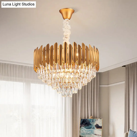 Postmodern Faceted Crystal Cone Chandelier Pendant Light