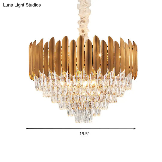 Postmodern Faceted Crystal Cone Chandelier Pendant Light