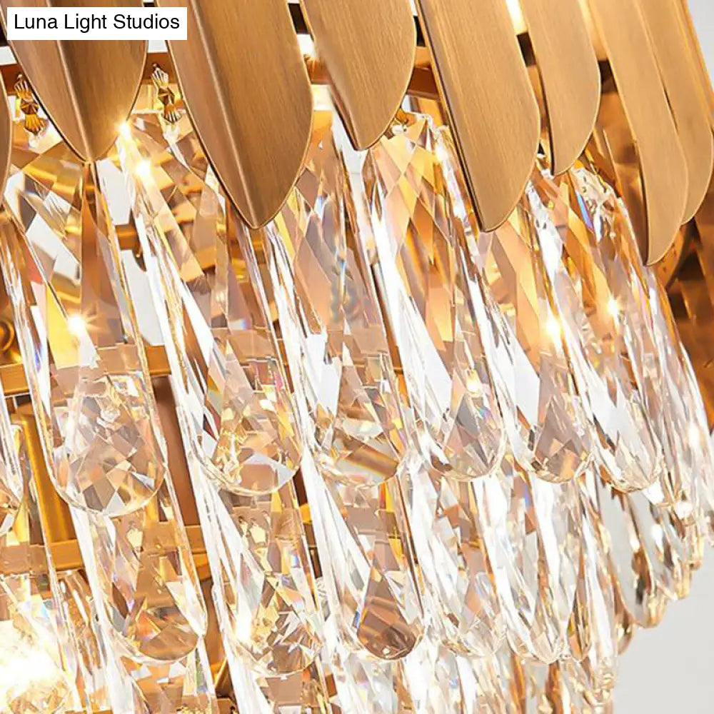 Postmodern Faceted Crystal Cone Chandelier Pendant Light