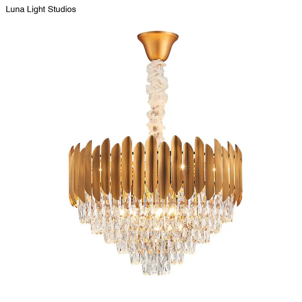 Postmodern Faceted Crystal Cone Chandelier Pendant Light