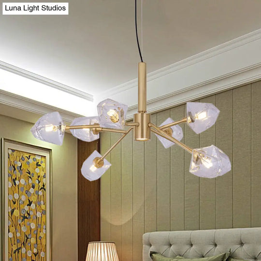 Postmodern Crystal Gemstone Brass Chandelier With 8 Heads - Ceiling Pendant Lamp