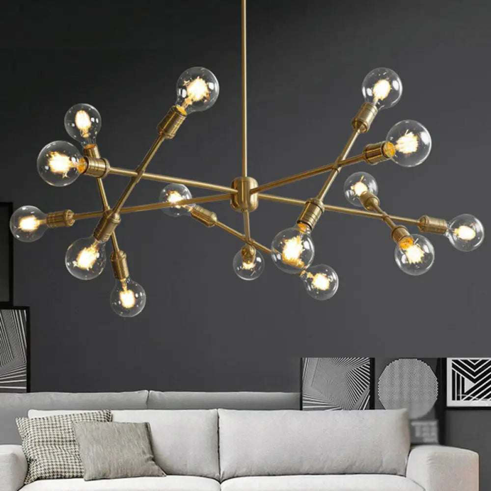 Postmodern Brass Crossed Line Pendant Chandelier - Stylish Metal Ceiling Light For Living Room 15 /