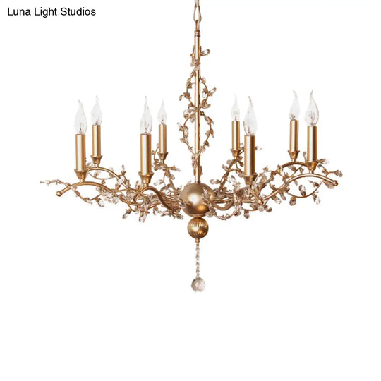 Postmodern Brass Crystal Candelabra Chandelier Light Fixture - 8 Heads Ceiling Pendant