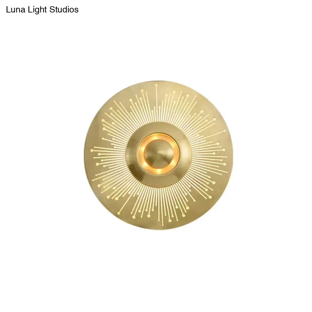 Postmodern Brass Disc Wall Sconce Lighting: Metal Mounted Light For Bedroom