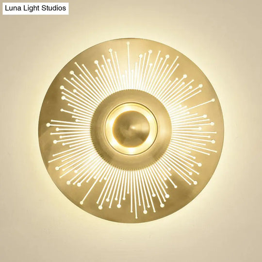 Postmodern Brass Disc Wall Sconce Lighting: Metal Mounted Light For Bedroom