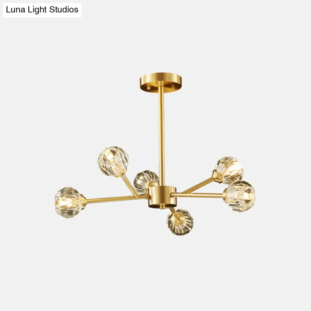 Postmodern Crystal Ball Chandelier With Brass Finish And Multiple Light Options 6 /