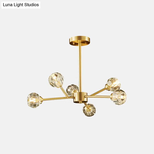 Postmodern Crystal Ball Chandelier With Brass Finish And Multiple Light Options 6 /