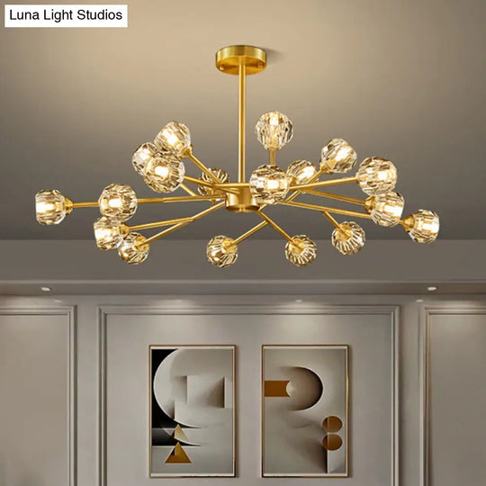 Postmodern Crystal Ball Chandelier With Brass Finish And Multiple Light Options