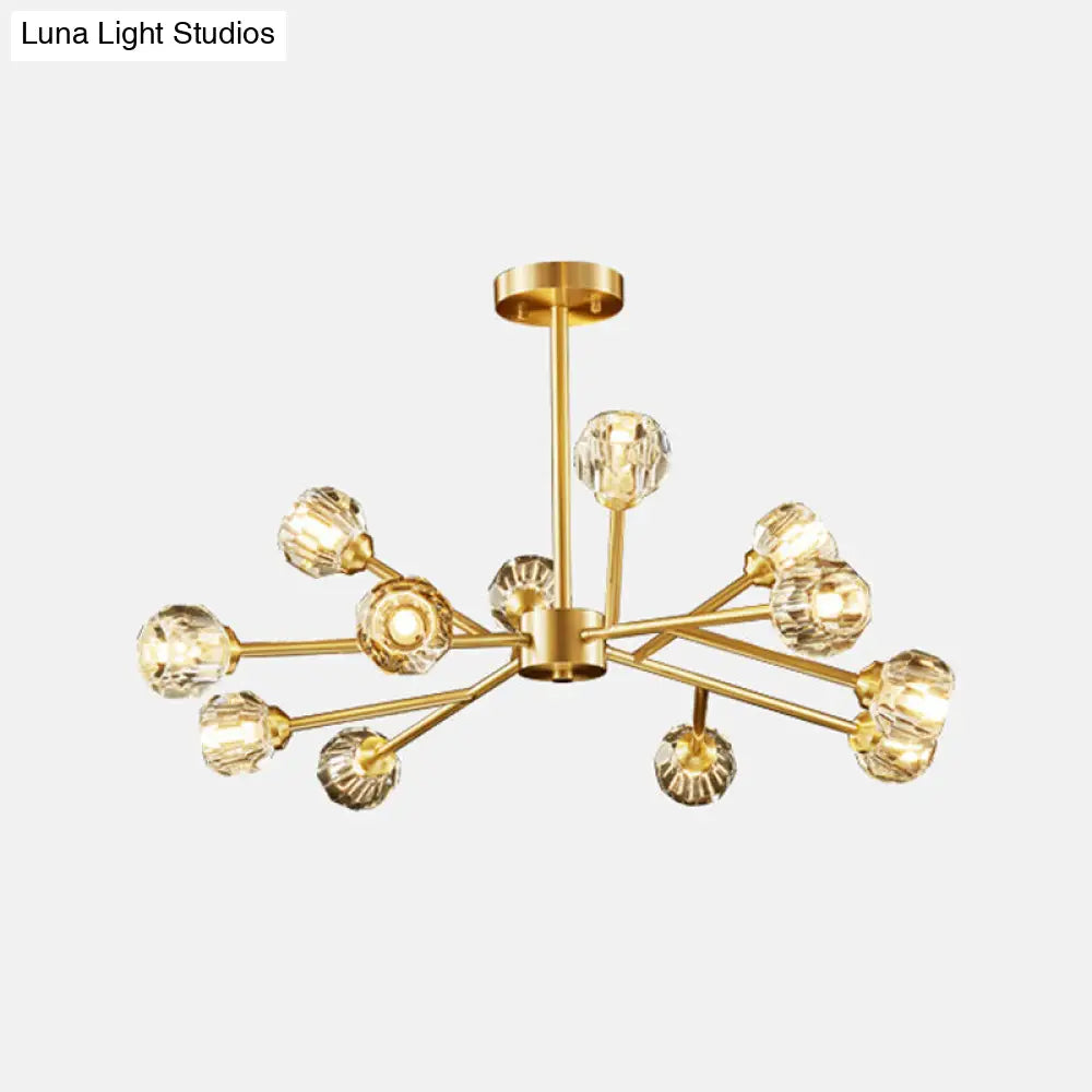 Postmodern Crystal Ball Chandelier With Brass Finish And Multiple Light Options 12 /