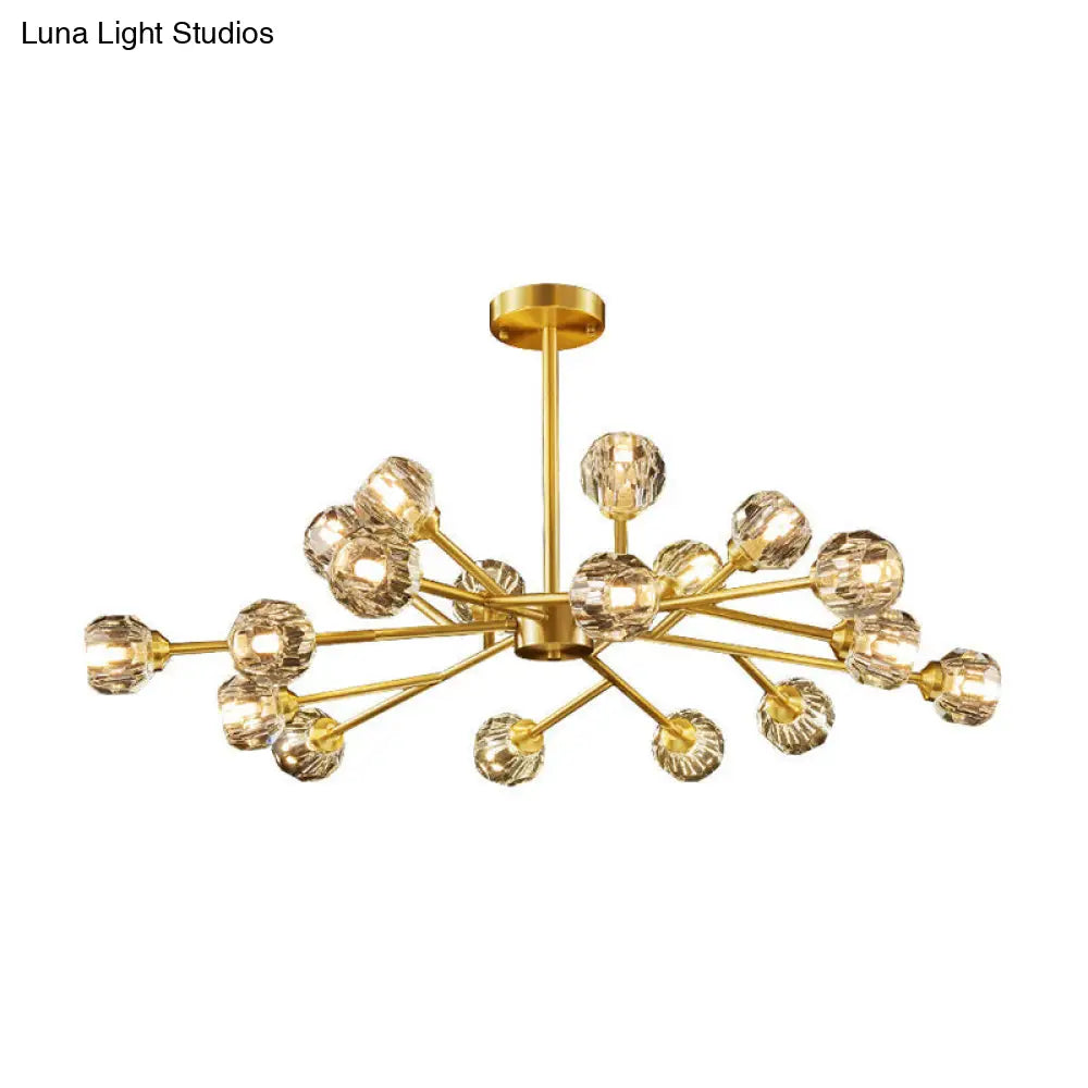 Postmodern Crystal Ball Chandelier With Brass Finish And Multiple Light Options