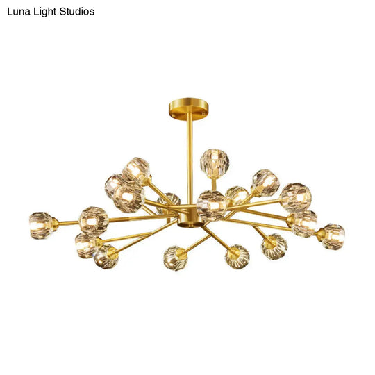 Postmodern Crystal Ball Chandelier With Brass Finish And Multiple Light Options