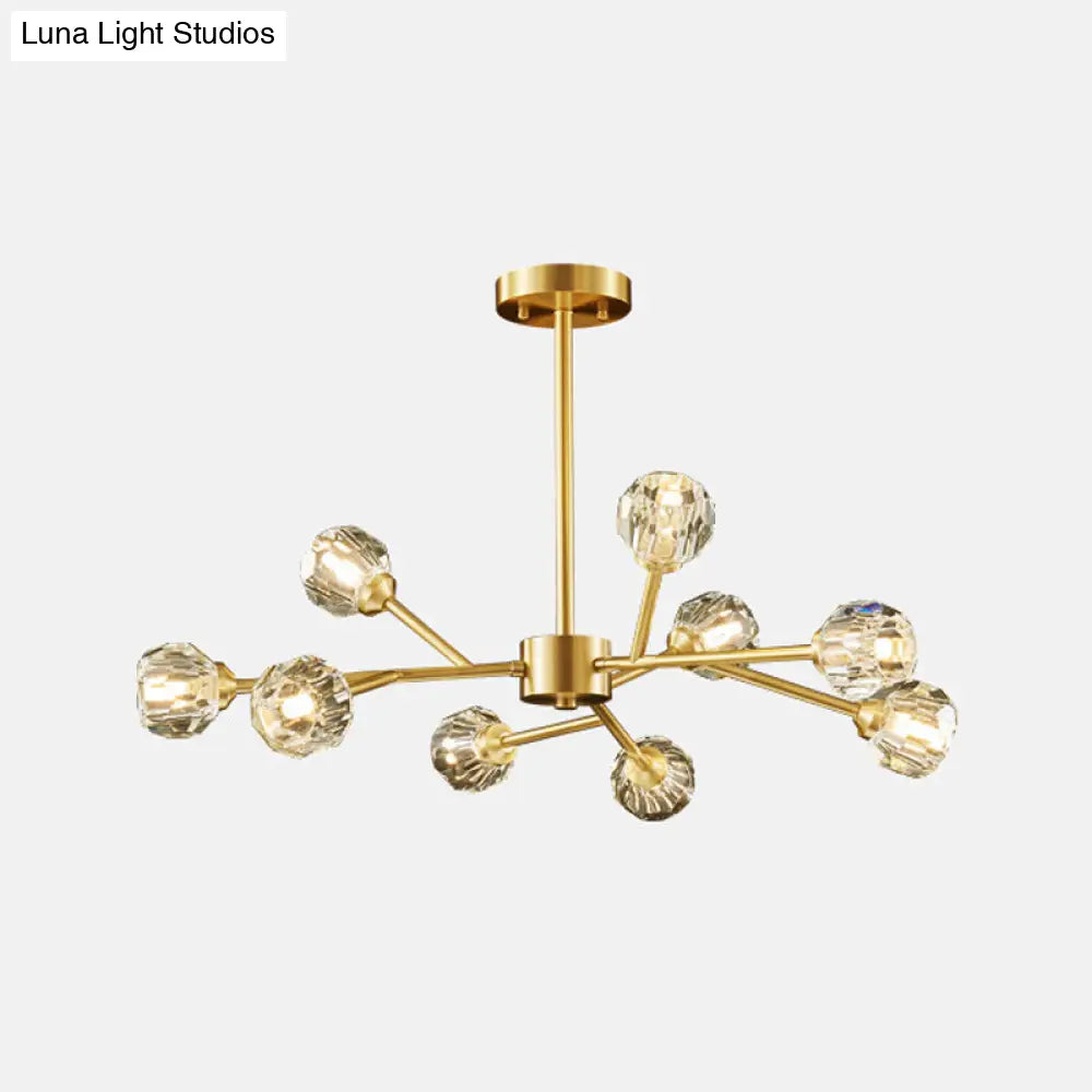 Postmodern Crystal Ball Chandelier With Brass Finish And Multiple Light Options 9 /