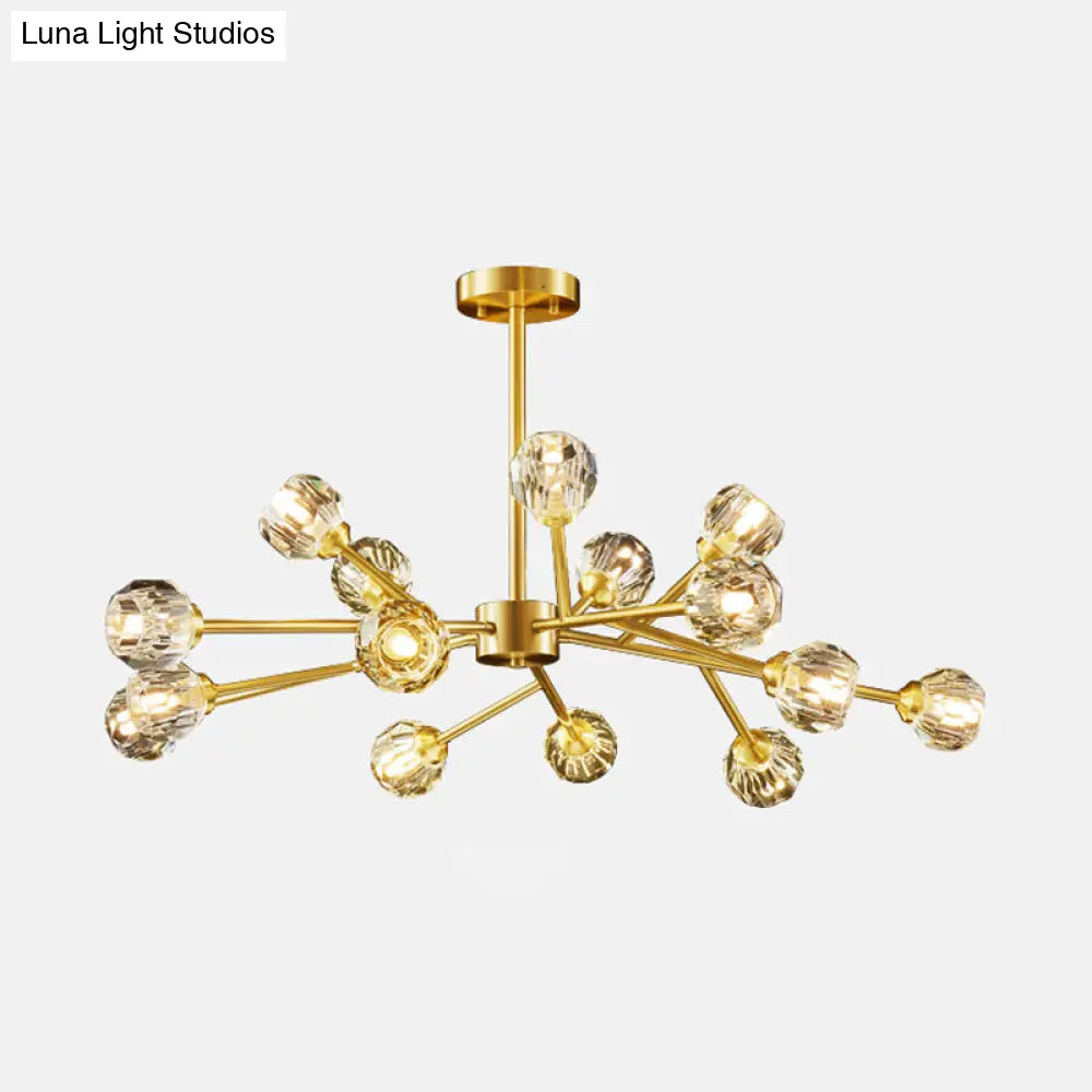 Postmodern Crystal Ball Chandelier With Brass Finish And Multiple Light Options 15 /