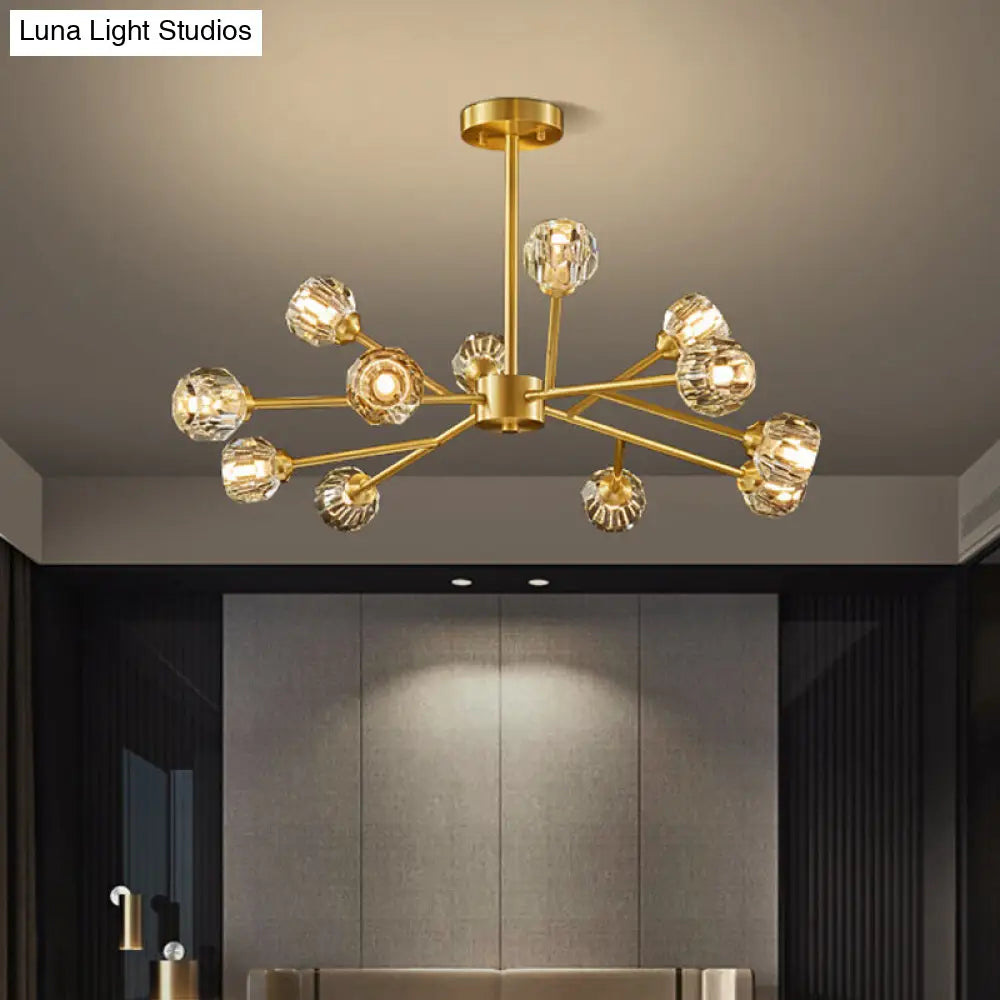 Postmodern Crystal Ball Chandelier With Brass Finish And Multiple Light Options