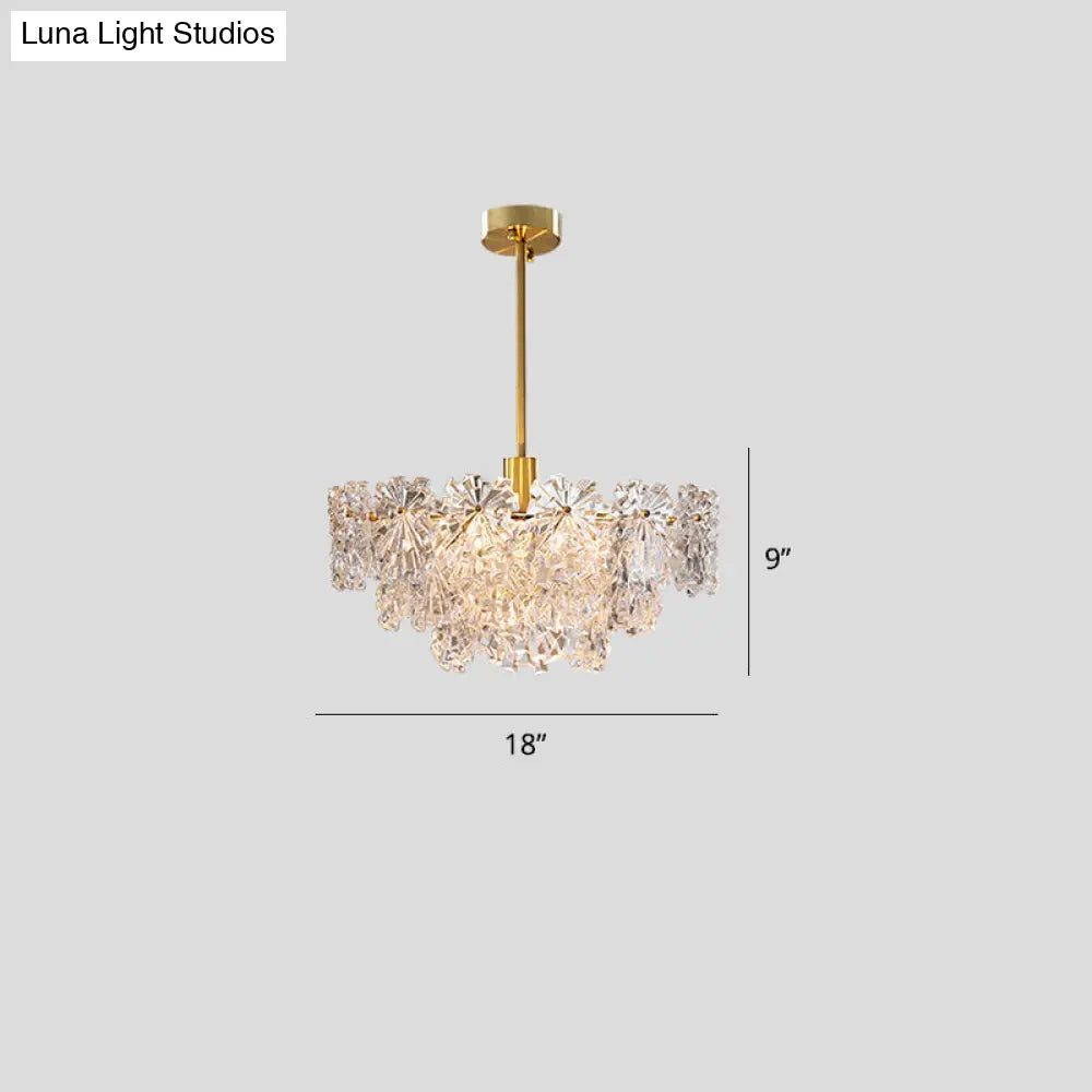 Postmodern Brass Glass Chandelier With Floral Design: Perfect For Living Room / 18