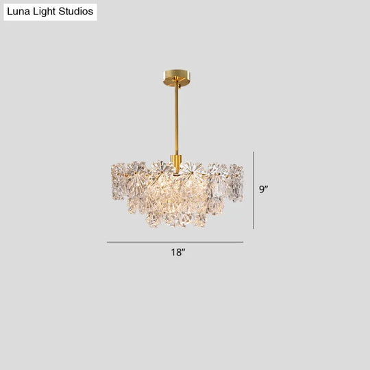 Postmodern Brass Glass Chandelier With Floral Design: Perfect For Living Room / 18