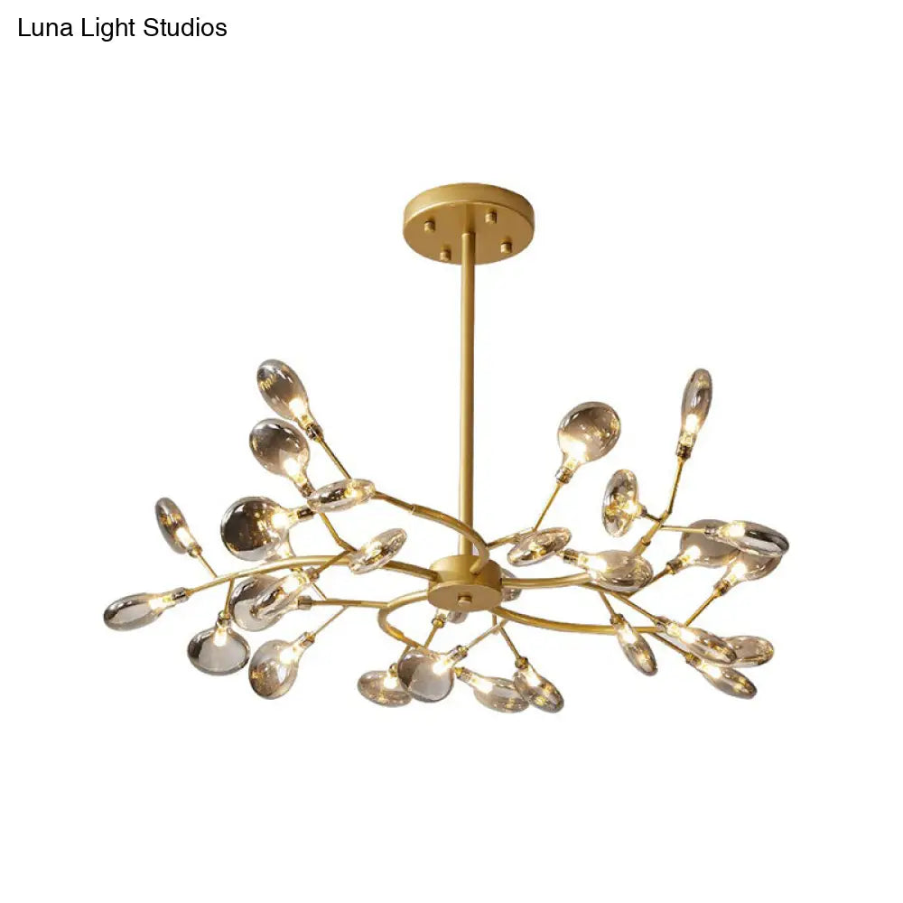 Postmodern Brass Firefly Chandelier - 30-Light Acrylic Shade Hanging Light