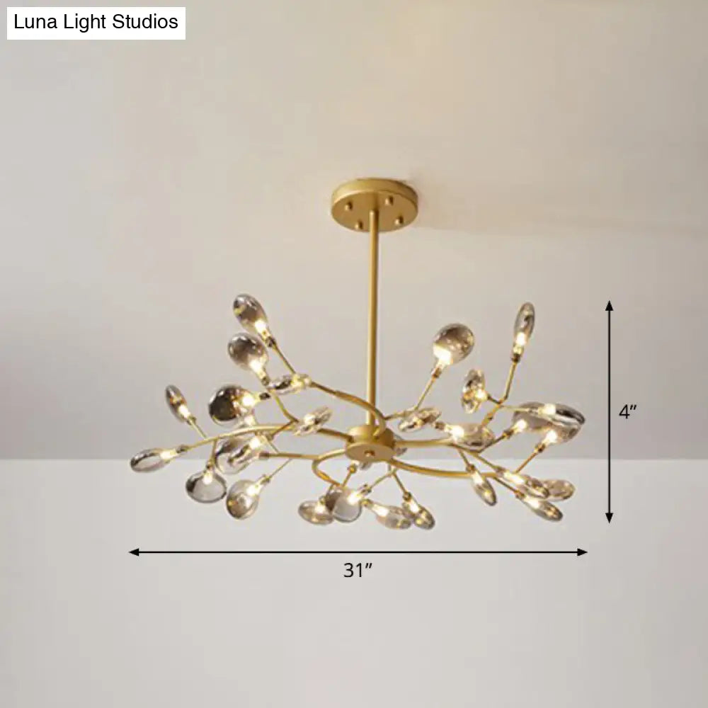 Postmodern Brass Firefly Chandelier - 30-Light Acrylic Shade Hanging Light