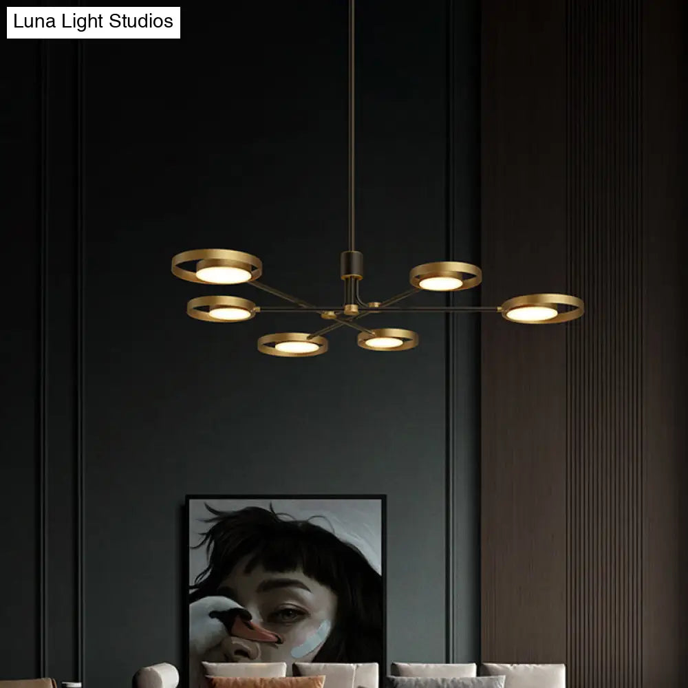 Postmodern Brass Molecular Led Chandelier With Acrylic Diffuser