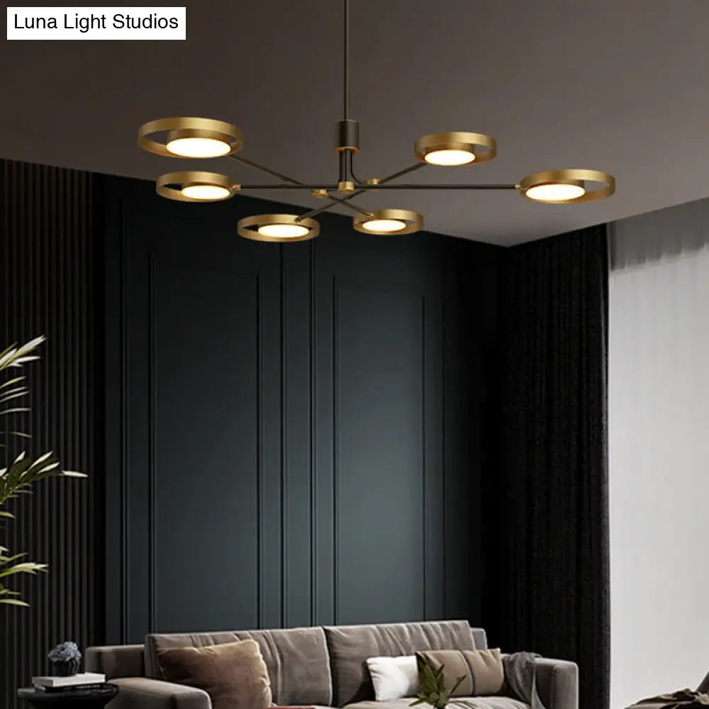 Postmodern Brass Molecular Hanging Lamp With Led Metal Chandelier And Acrylic Diffuser