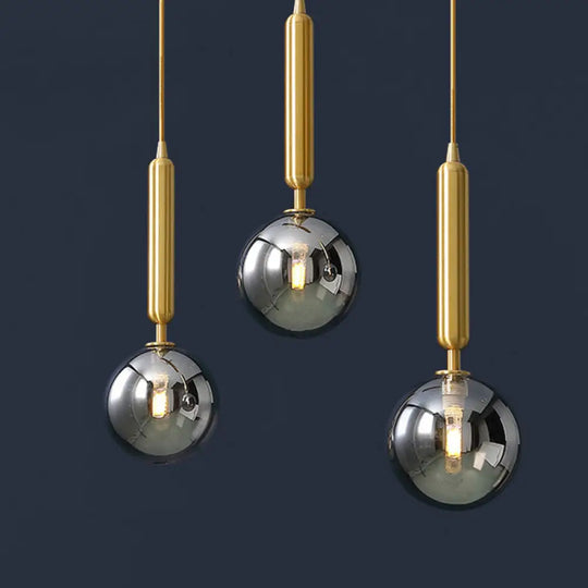 Postmodern Brass Pendant Ceiling Light With Ball Glass Shade - Ideal For Dining Rooms 3 Lights