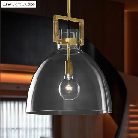 Postmodern Brass Pendant Light With Clear Glass Shade - Dome/Globe/Cone Design 12’/12.5’/14’ Wide