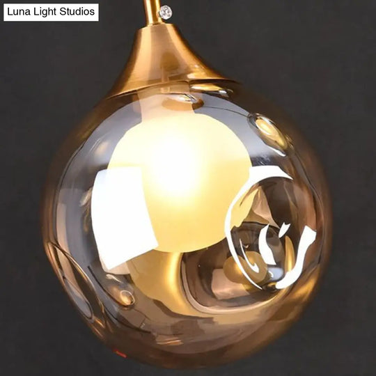 Postmodern Brass Pendant Light With Glass Shade - Bedside Lamp