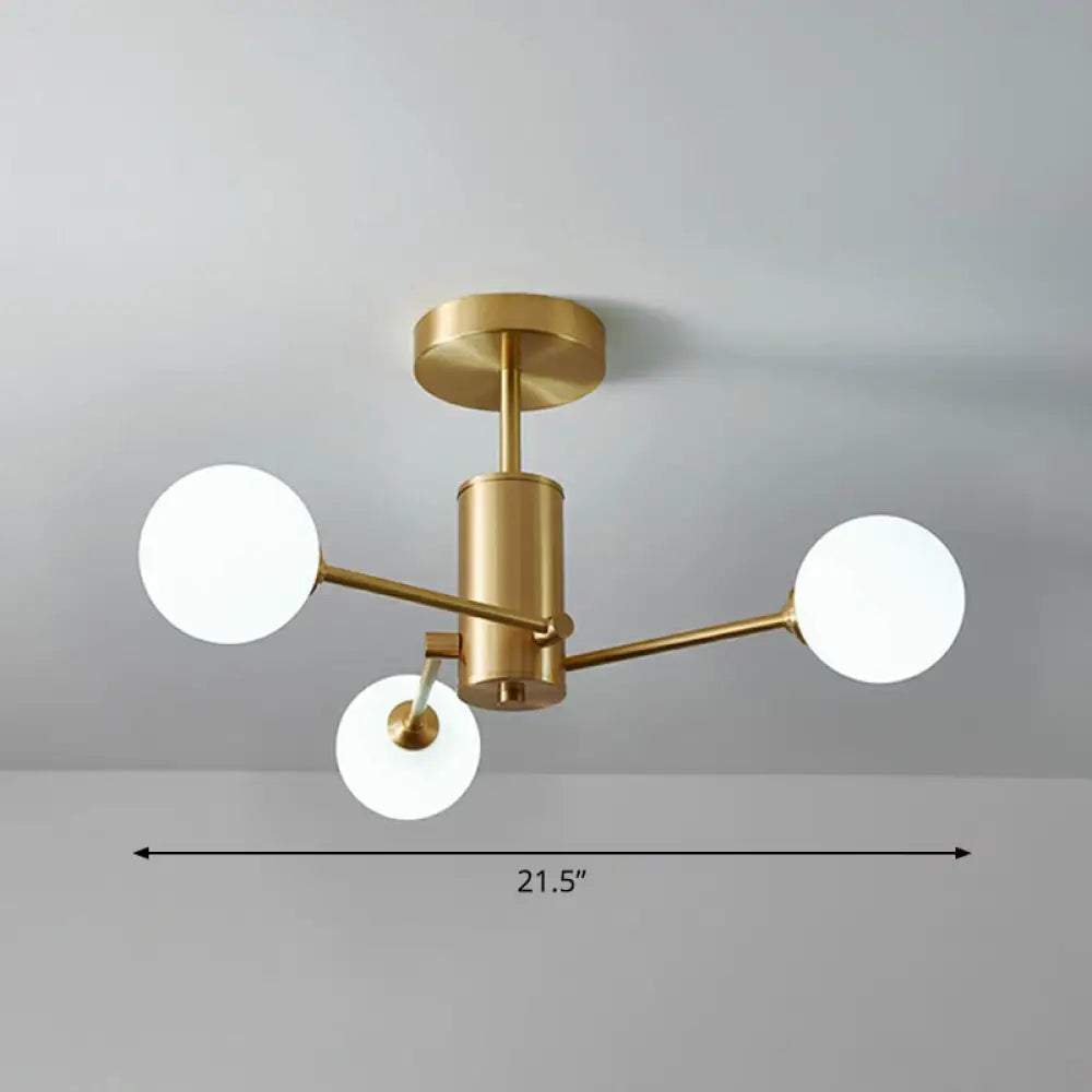 Postmodern Brass Radial Glass Chandelier Lamp For Living Room Lighting 3 / White