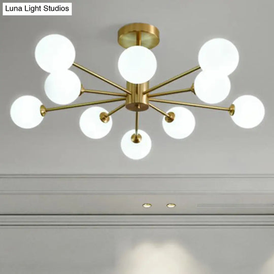 Postmodern Brass Radial Glass Chandelier Lamp For Living Room Lighting