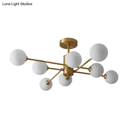 Postmodern Brass Radial Glass Chandelier Lamp For Living Room Lighting
