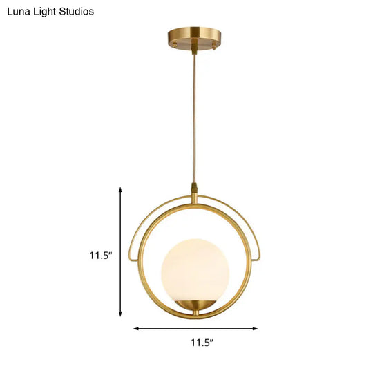 Postmodern Brass Pendant Light With Globe Shade - One Head