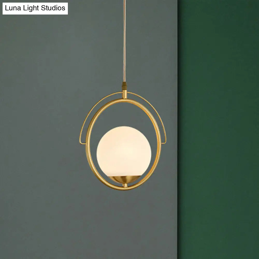 Postmodern Brass Pendant Light With Globe Shade - One Head