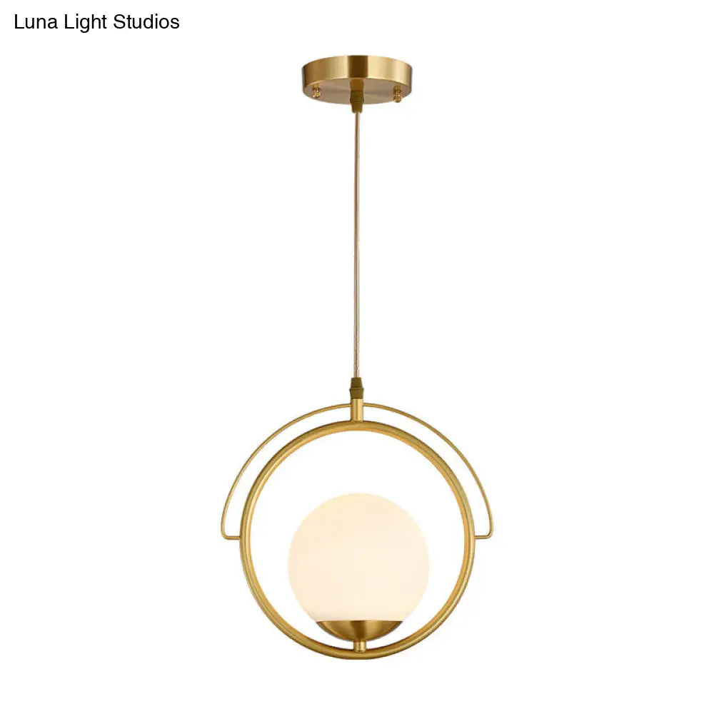 Postmodern Brass Pendant Light With Globe Shade - One Head