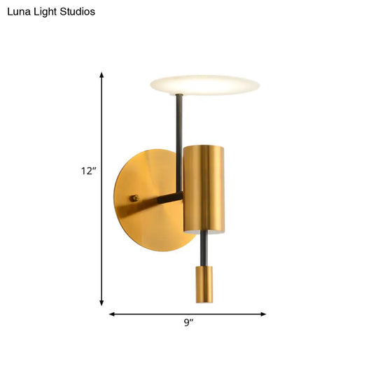 Postmodern Brass Tube Wall Mounted Led Sconce Lamp