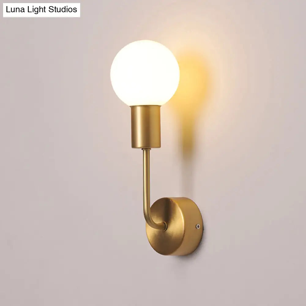 Postmodern Brass Wall Sconce: White Glass Geometric Lighting For Living Room