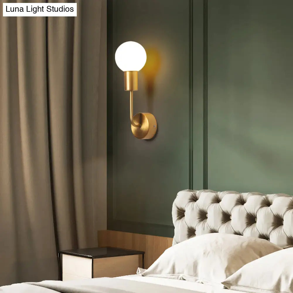 Postmodern Brass Wall Sconce: White Glass Geometric Lighting For Living Room