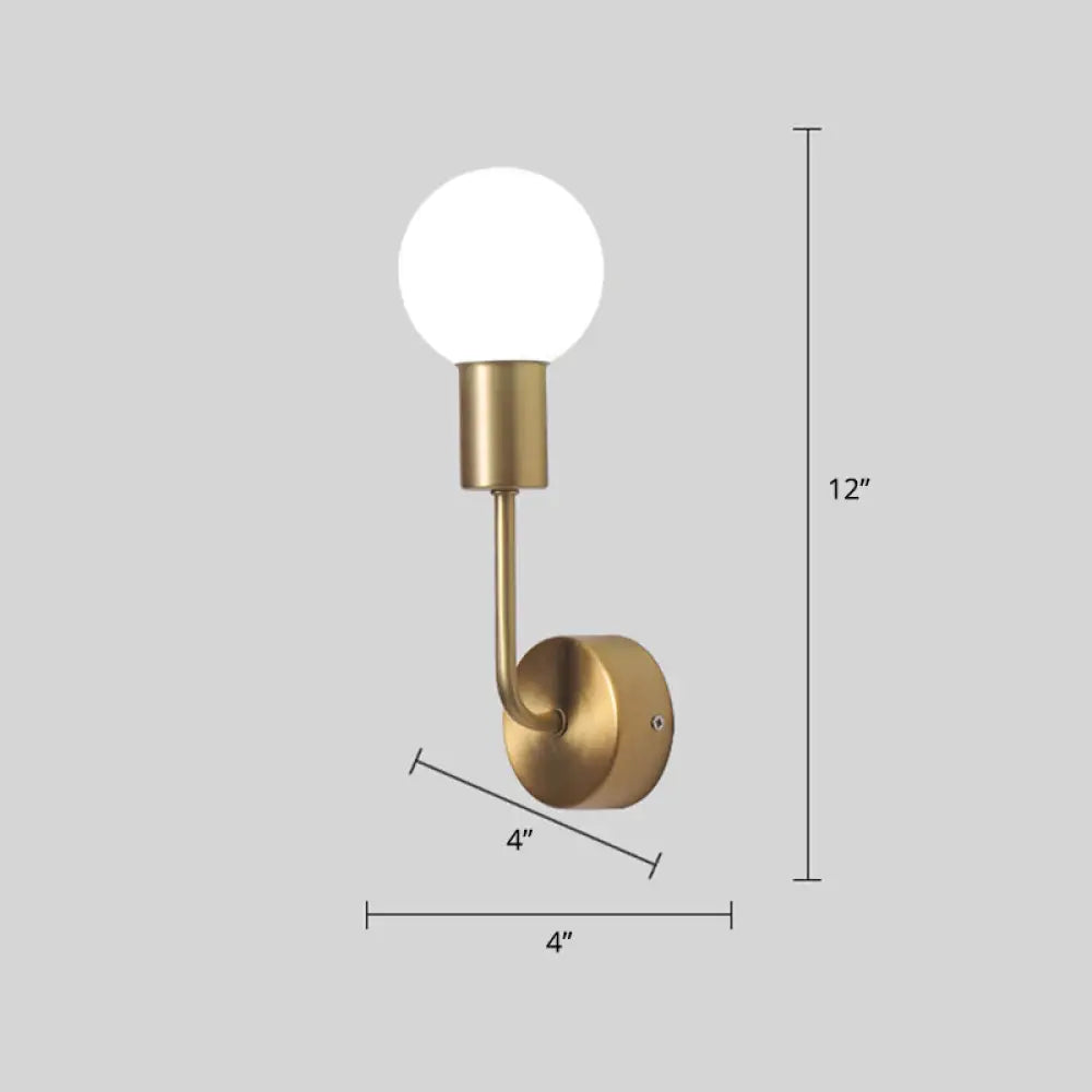 Postmodern Brass Wall Sconce: White Glass Geometric Lighting For Living Room / Arc