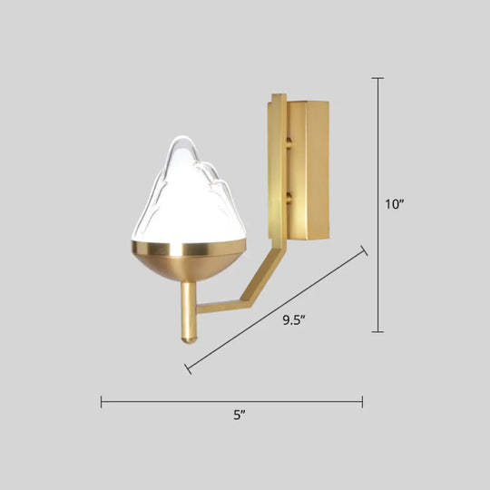 Postmodern Brass Wall Sconce: White Glass Geometric Lighting For Living Room / Mountain