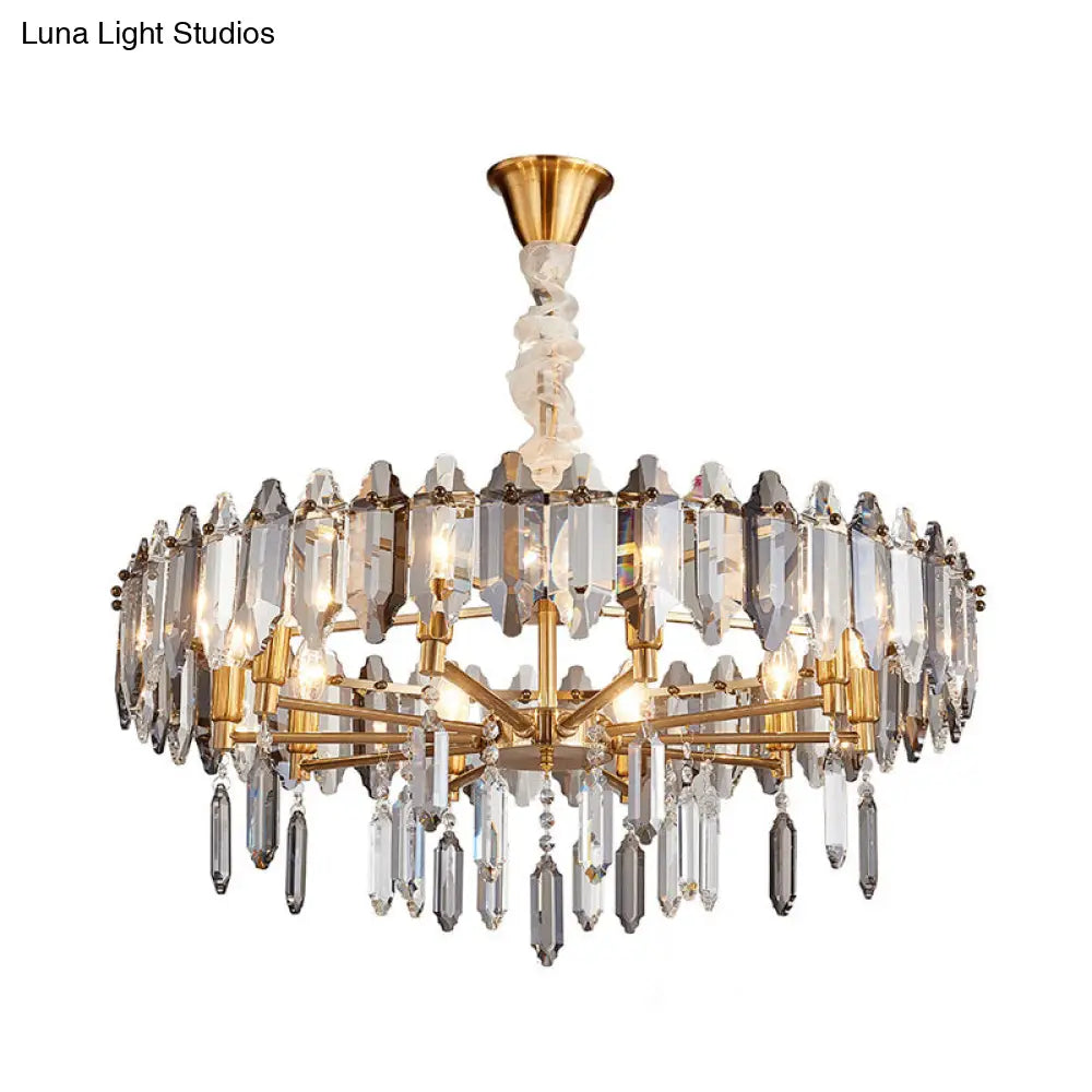 Postmodern Circle Crystal Pendant Light Fixture - 8/10 Gold Heads