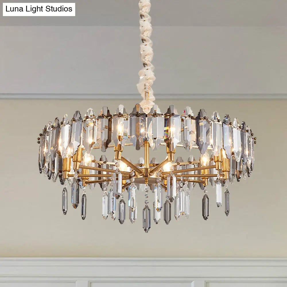 Postmodern Circle Crystal Pendant Light Fixture - 8/10 Gold Heads