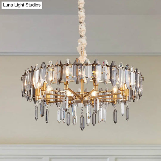 Postmodern Circle Crystal Pendant Light Fixture - 8/10 Gold Heads