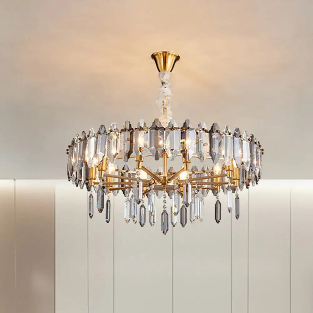 Postmodern Circle Crystal Pendant Light Fixture - 8/10 Gold Heads 8 /