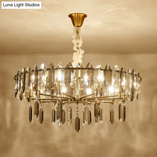 Postmodern Circle Crystal Pendant Light Fixture - 8/10 Gold Heads