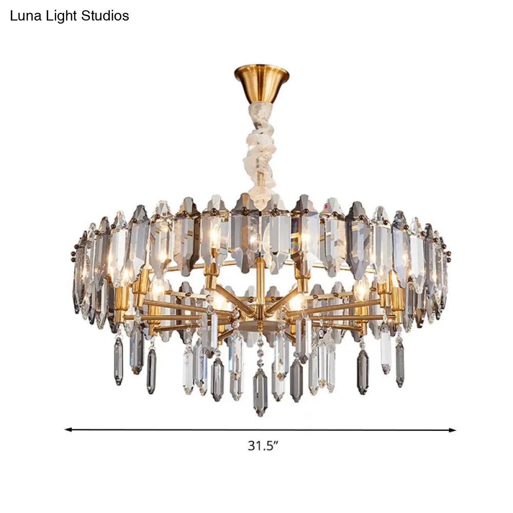 Postmodern Circle Crystal Pendant Light Fixture - 8/10 Gold Heads