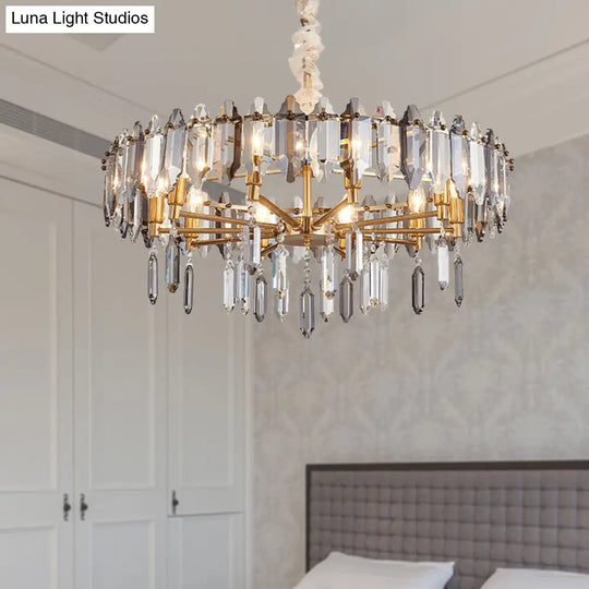 Postmodern Circle Crystal Pendant Light Fixture - 8/10 Gold Heads