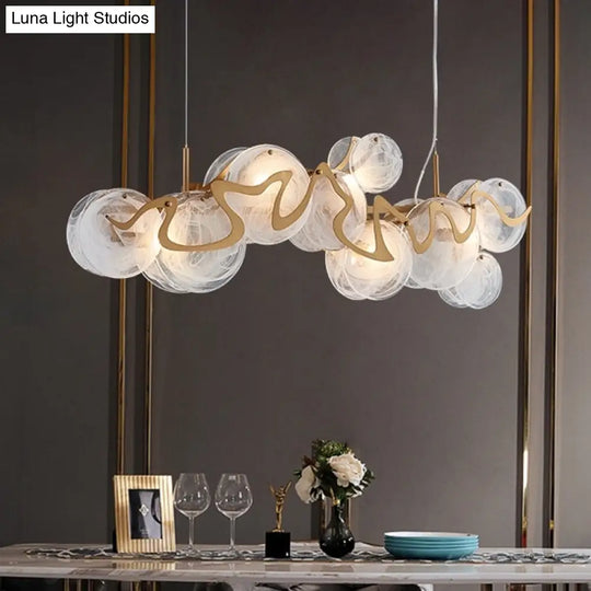 Postmodern Circle Pendant Light: Glass Brass Restaurant Island Fixture