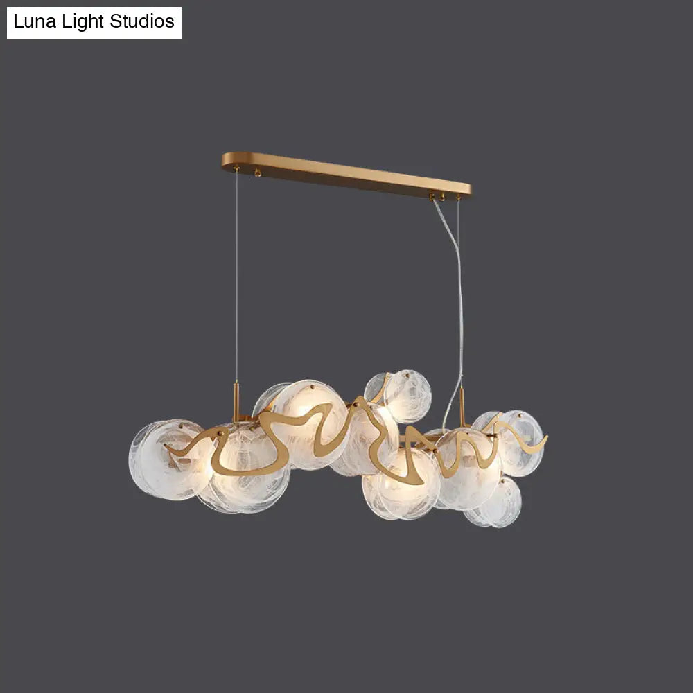 Postmodern Brass Circle Pendant Light For Restaurants - Glass Island Fixture 7 / Frosted