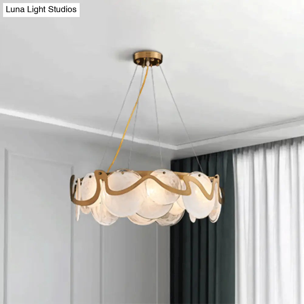 Postmodern Circle Pendant Light: Glass Brass Restaurant Island Fixture