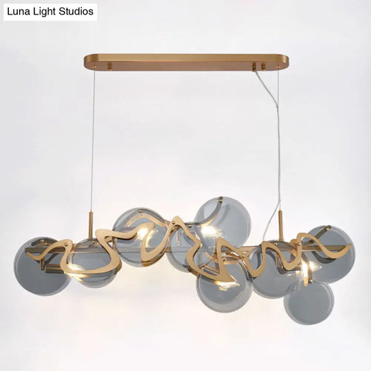 Postmodern Brass Circle Pendant Light For Restaurants - Glass Island Fixture